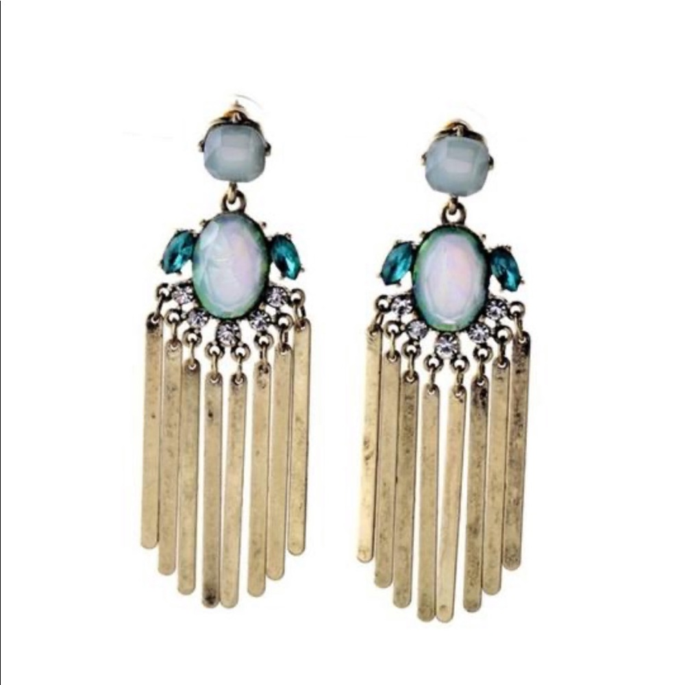 NWT Iridescent Stone Statement Earrings